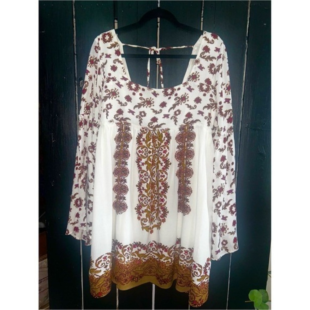 Vintage Free People Earthy tone Paisley  Empire-Waist Boho Tunic Dress
Size: M - Picture 8 of 8
